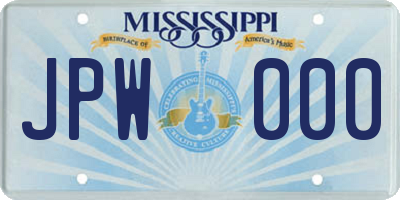 MS license plate JPW000