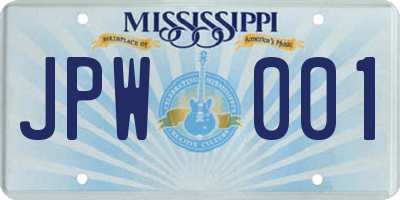 MS license plate JPW001