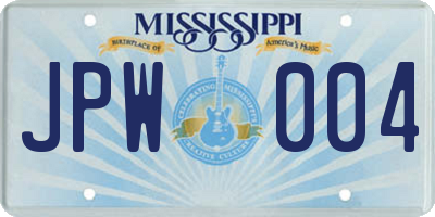 MS license plate JPW004