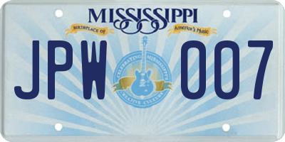 MS license plate JPW007