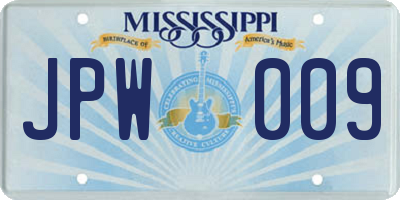 MS license plate JPW009