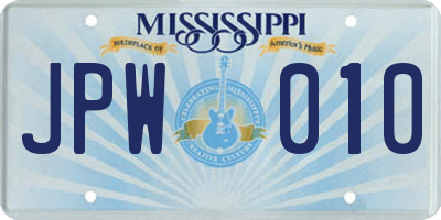 MS license plate JPW010