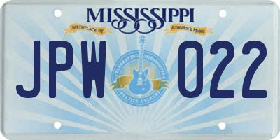 MS license plate JPW022