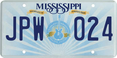 MS license plate JPW024
