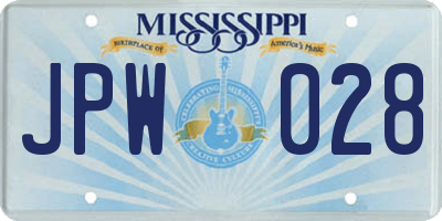 MS license plate JPW028