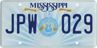 MS license plate JPW029