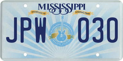 MS license plate JPW030