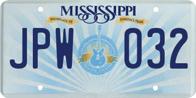 MS license plate JPW032