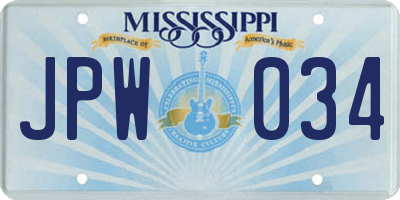 MS license plate JPW034