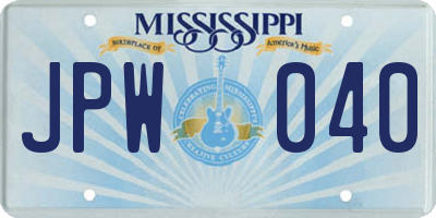 MS license plate JPW040