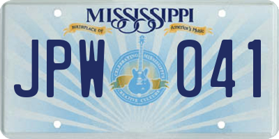 MS license plate JPW041