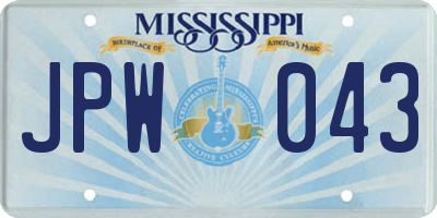 MS license plate JPW043