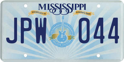 MS license plate JPW044