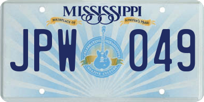 MS license plate JPW049