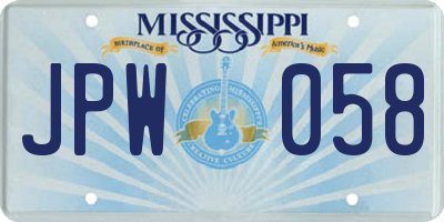 MS license plate JPW058