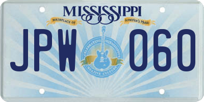 MS license plate JPW060