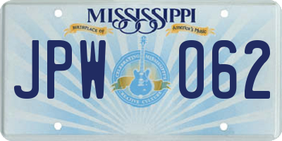 MS license plate JPW062