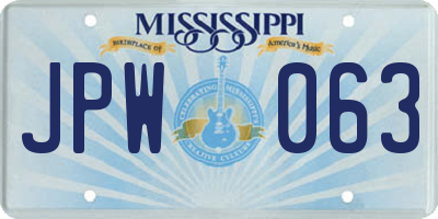 MS license plate JPW063