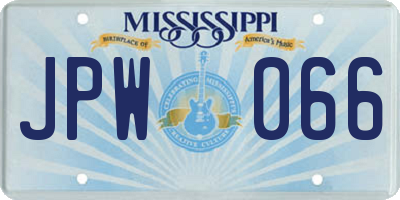 MS license plate JPW066