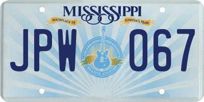 MS license plate JPW067
