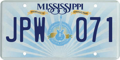 MS license plate JPW071