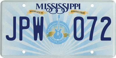 MS license plate JPW072