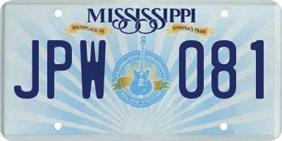 MS license plate JPW081