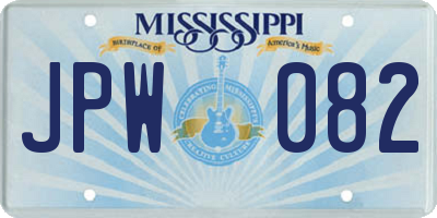 MS license plate JPW082