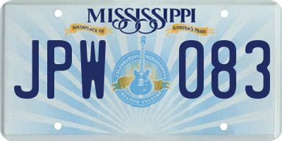 MS license plate JPW083