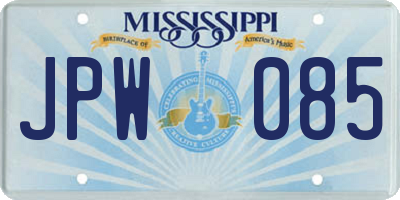 MS license plate JPW085