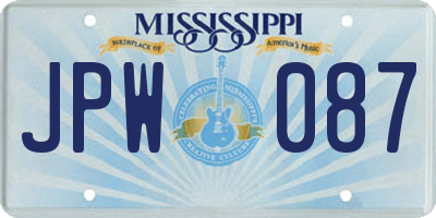 MS license plate JPW087