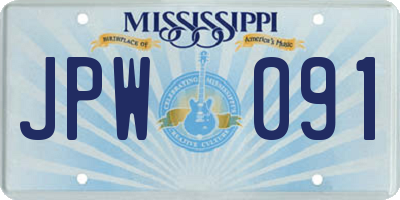 MS license plate JPW091