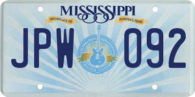 MS license plate JPW092
