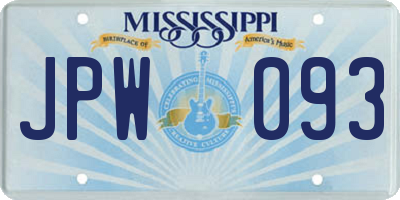 MS license plate JPW093