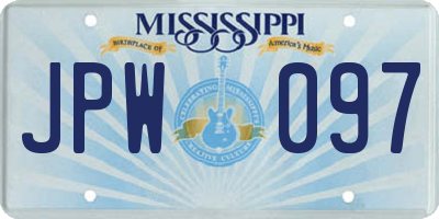 MS license plate JPW097