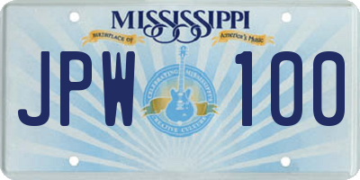 MS license plate JPW100
