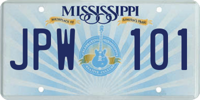MS license plate JPW101