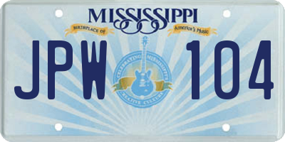 MS license plate JPW104