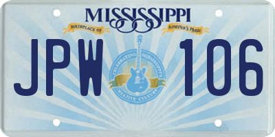 MS license plate JPW106