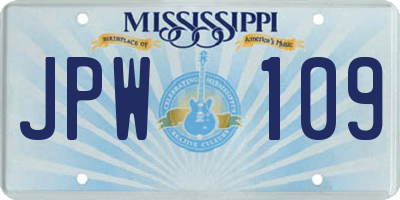 MS license plate JPW109