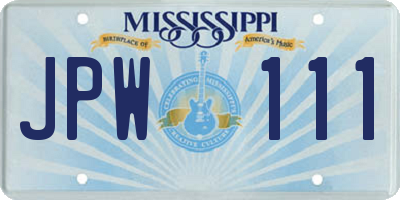 MS license plate JPW111