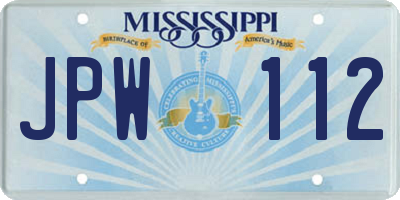 MS license plate JPW112