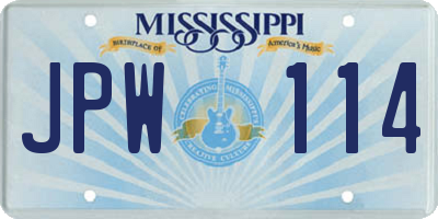 MS license plate JPW114