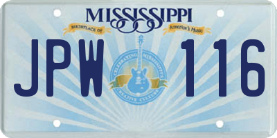 MS license plate JPW116