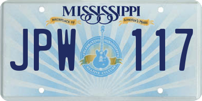 MS license plate JPW117