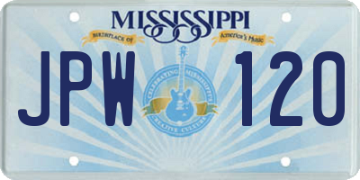 MS license plate JPW120