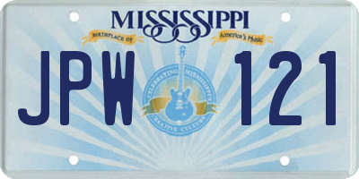 MS license plate JPW121