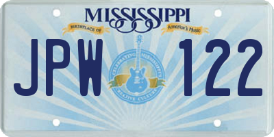 MS license plate JPW122