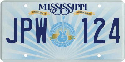MS license plate JPW124