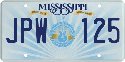 MS license plate JPW125